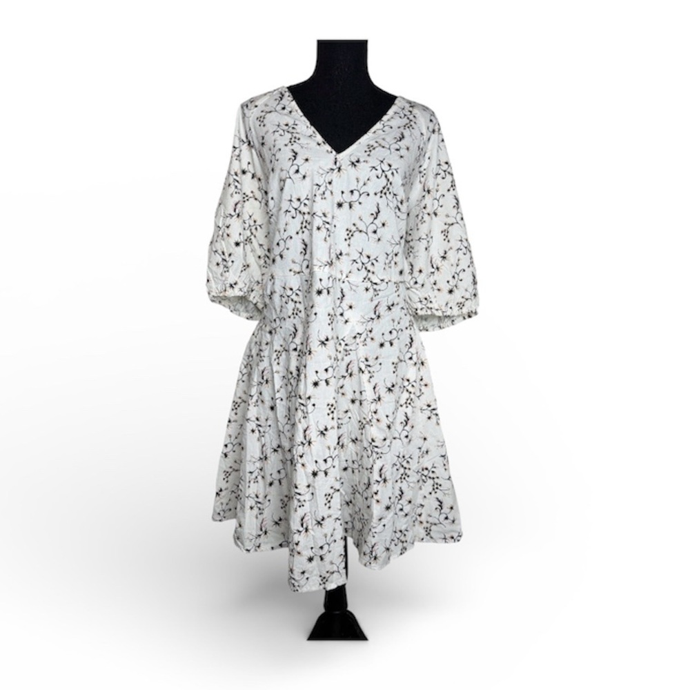 Universal Thread‎ Womens Bell Elbow Sleeve White Floral Mini A-Line Dress